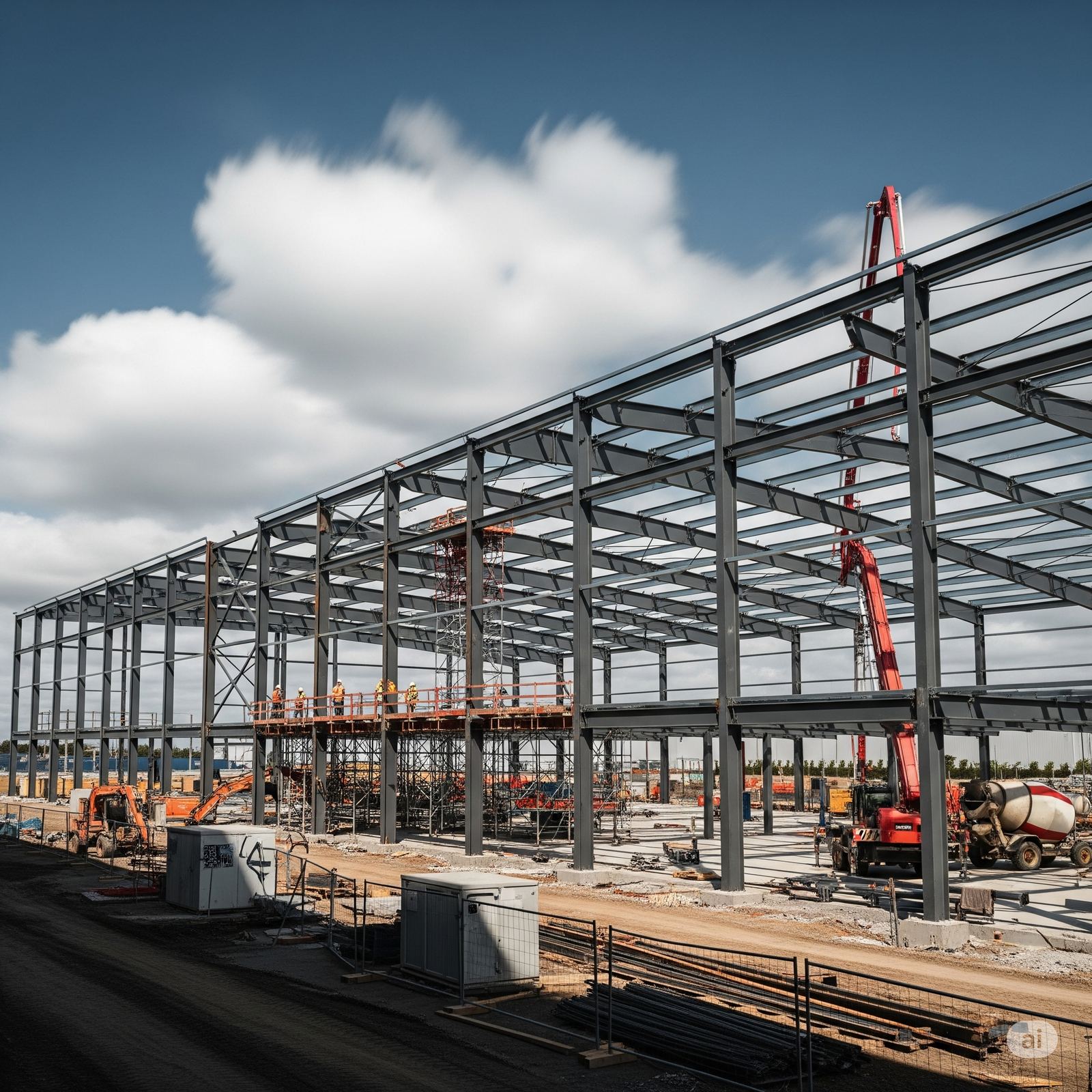 Structural steel warehouse and tank support construction delivered for Wesmart Engineering Services
